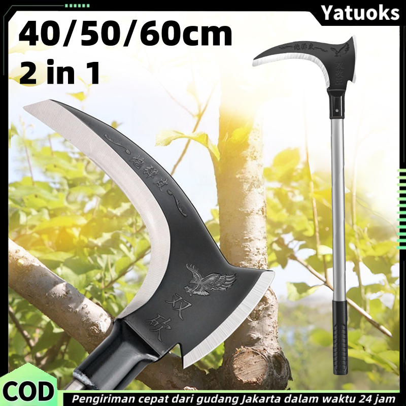 Ukuran besar Alat Sabit Kapak Ganda Baja Sabit Arit Stainless Steel Untuk Pertanian Panen Padi Kebun