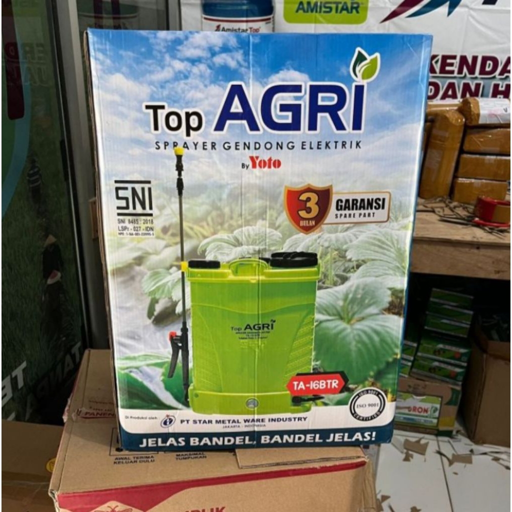 sprayer elektrik top agri 16 liter/semprot elektrik top agri berkapasitas 16 liter