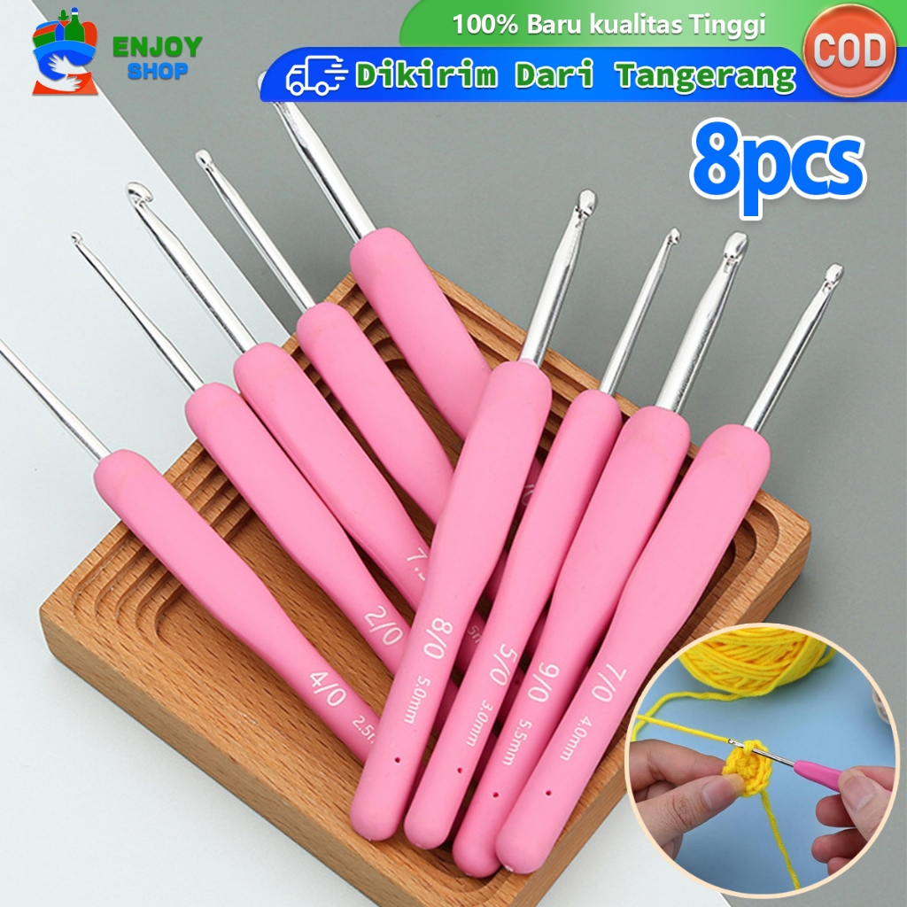 Jarum Rajut Set 8pcs Crochet Hook Kit Untuk Berbagai Jenis Benang Dan Projek Rajutan