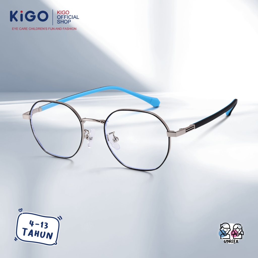 KIGO Kacamata Anak Metal Frame Kacamata Anti Radiasi Blue Light Unisex 4–13 Tahun | Ringan & Nyaman 
