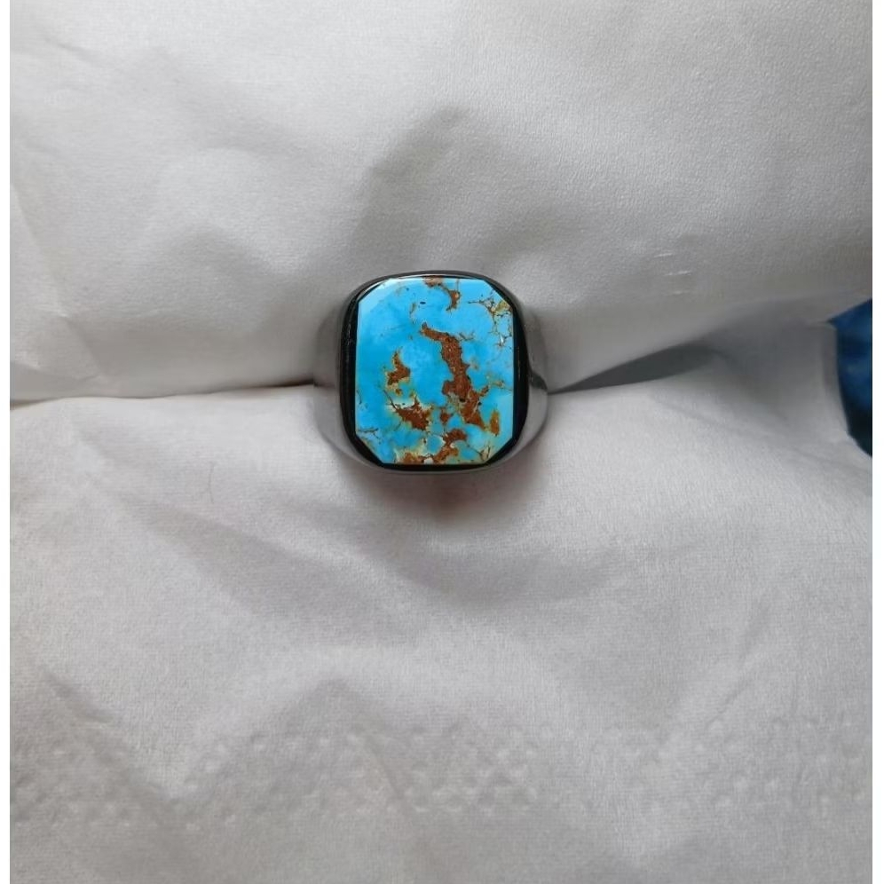 cincin batu pirus persia kotak kantoran natural