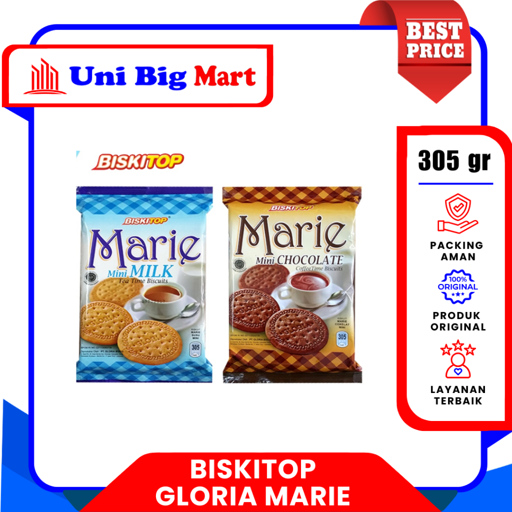 BISKITOP GLORIA MARIE MINI MILK - CHOCOLATE BISCUIT 305 G BISKUIT COKLAT SUSU