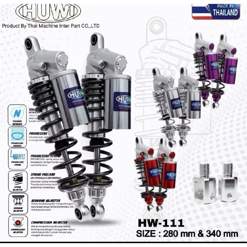 Shockbreaker Huwi Model VND Shock Double Tabung Atas Uk 280 320 340 Universal Nmax Pcx Aerox Lexi Ad