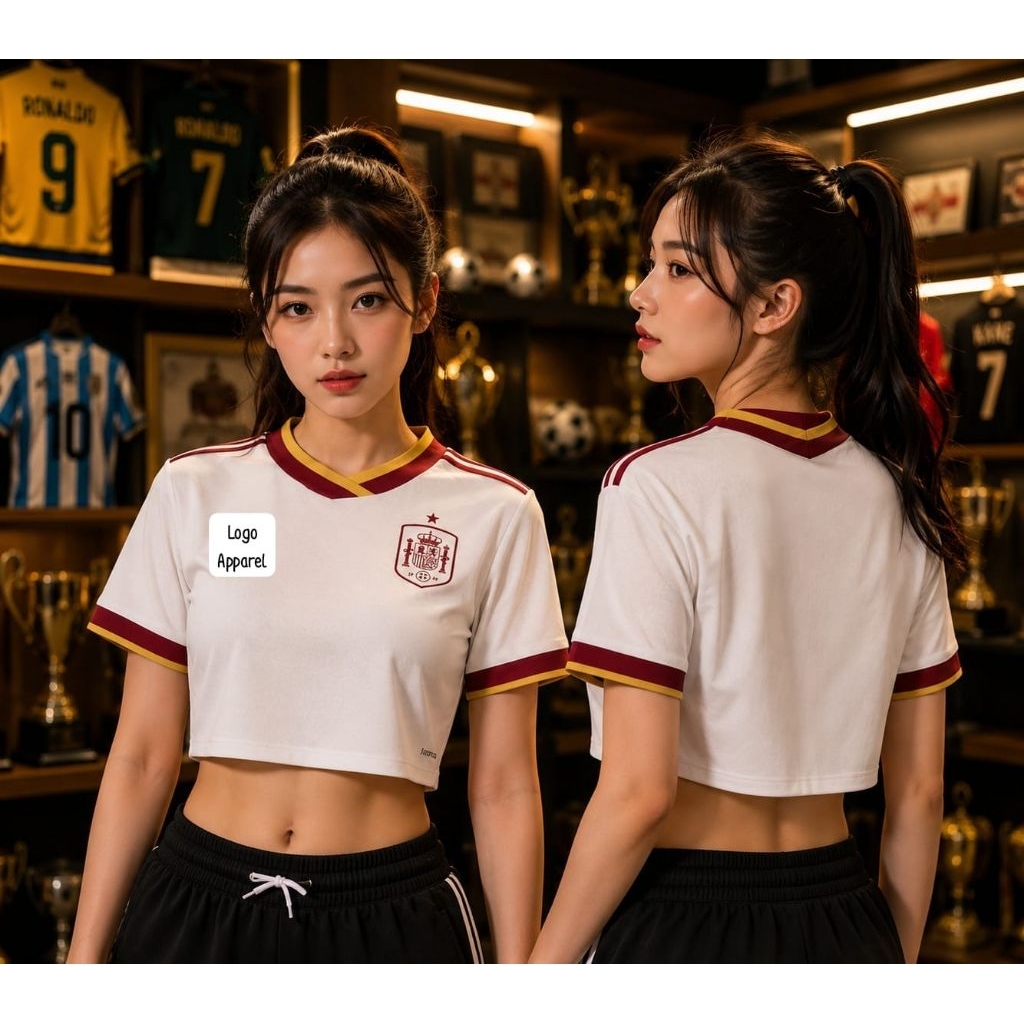 JERSEY CROPTOP SPAIN RETRO VINTAGE CLASSIC CASUAL