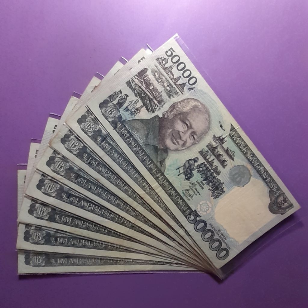 uang kuno 50000 rupiah suharto
