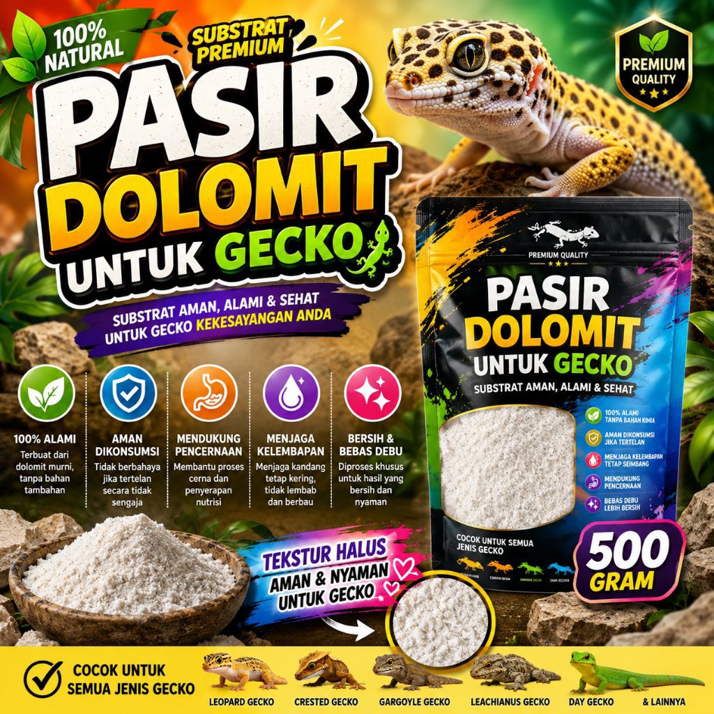 [1/2Kg]Pasir Dolomit gecko alas kandang gecko/kapur dolomit pasir dolomite murah