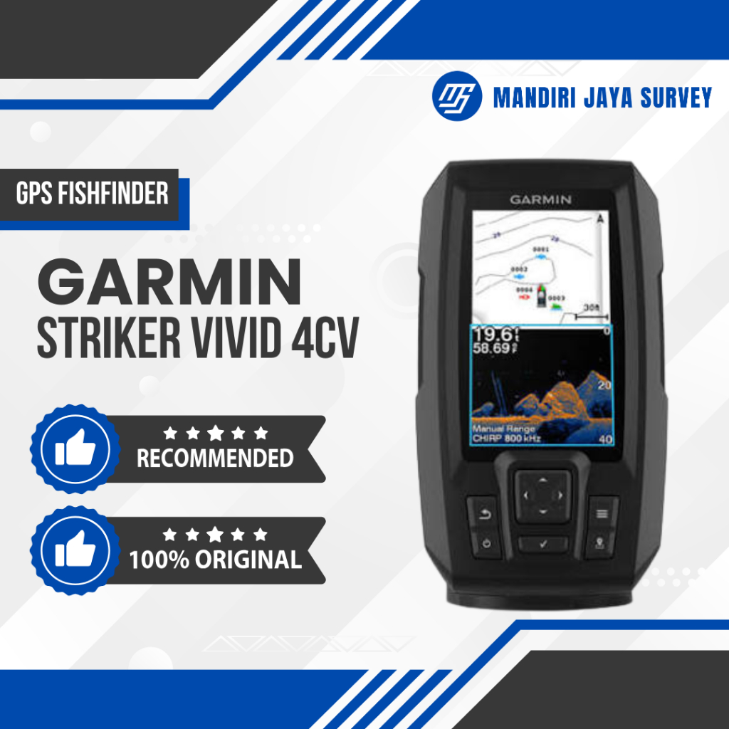 Garmin Striker Vivid 4cv Fishfinder GPS Sounder Alat Pencari Ikan Original Alat Deteksi Karang Porta