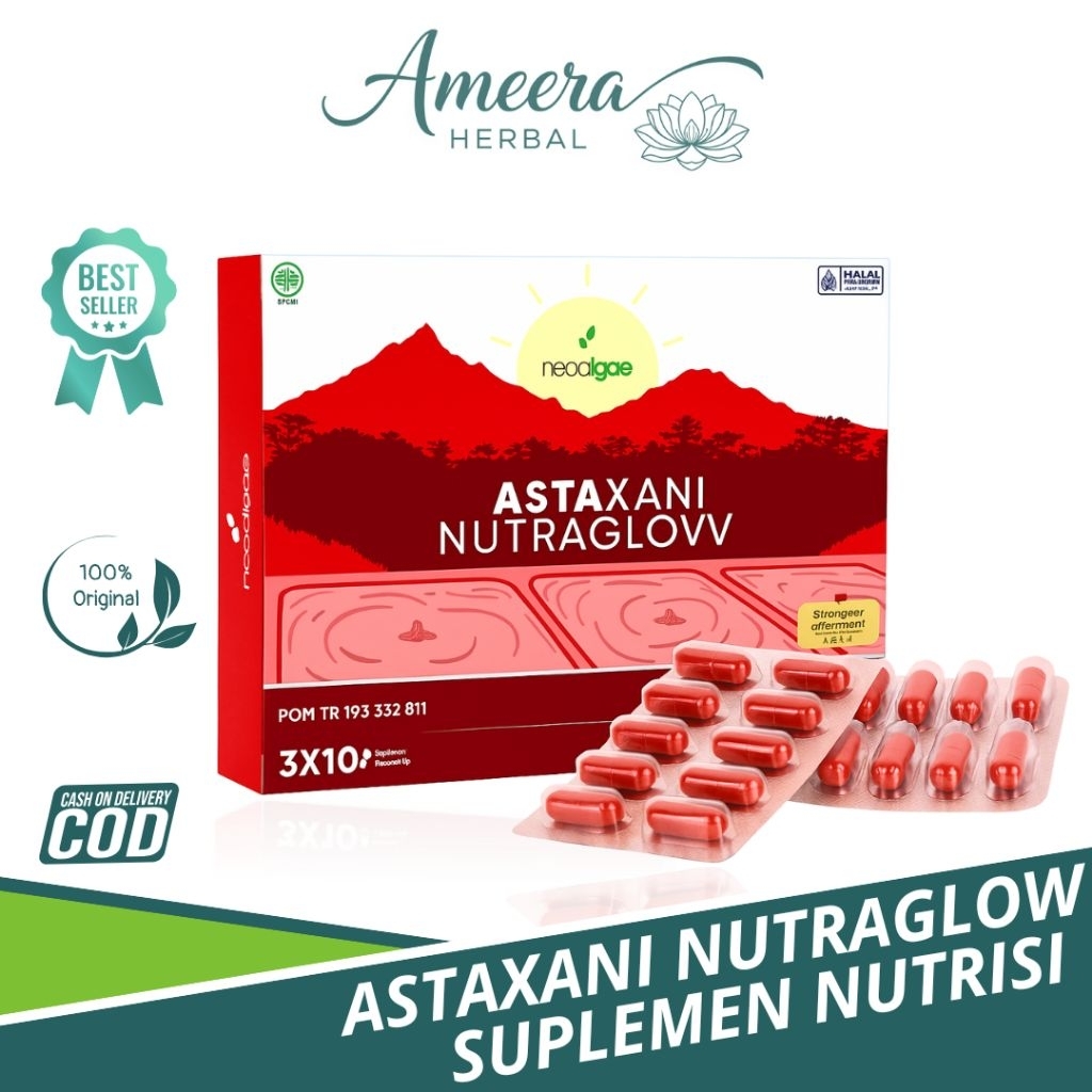 Astaxanthin 10mg Astaxani Nutraglow Suplemen Kecantikan Alami Vitamin Kecantikan Kulit