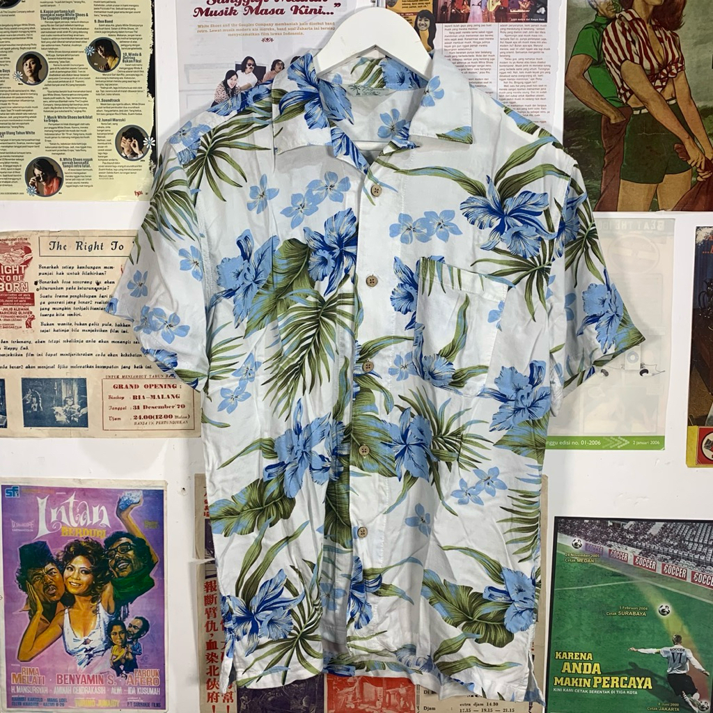 kemeja vintage shirt hawaiian surf brand L