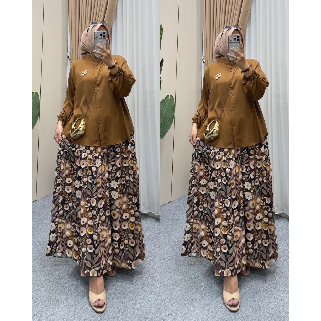 ONESET JAMILAH/SET ROK RAYON TWILL/SETROK KEMEJA/ONESET ROK POLOS/ONESET ROK SUSUN/SETELAN ROK JUMBO