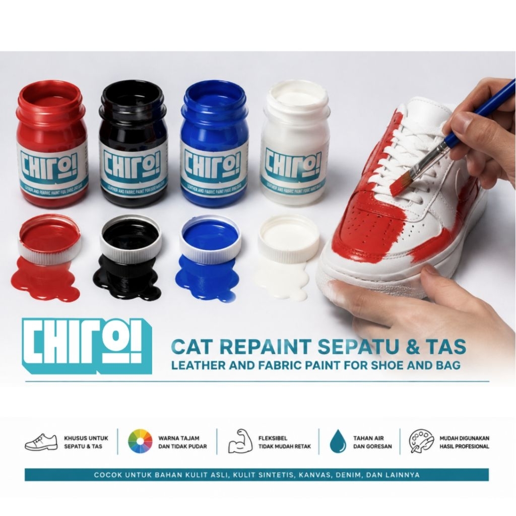 cat sepatu, cat kanvas, cat kulit, cat kain, cat jeans, cat tas, cat jaket, cat poster 45ml