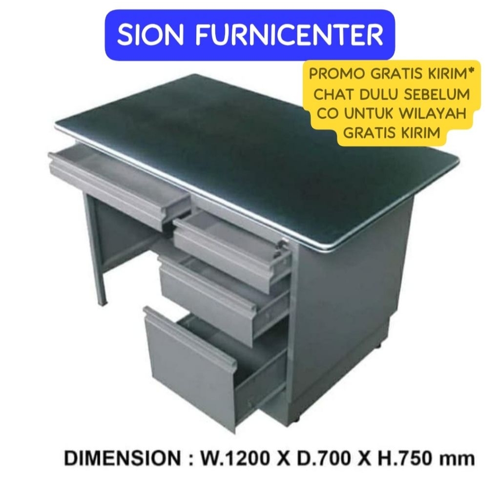 Meja besi 120 / meja kantor besi / meja tulis besi / meja kerja besi / meja vip 701 / meja kantor vi