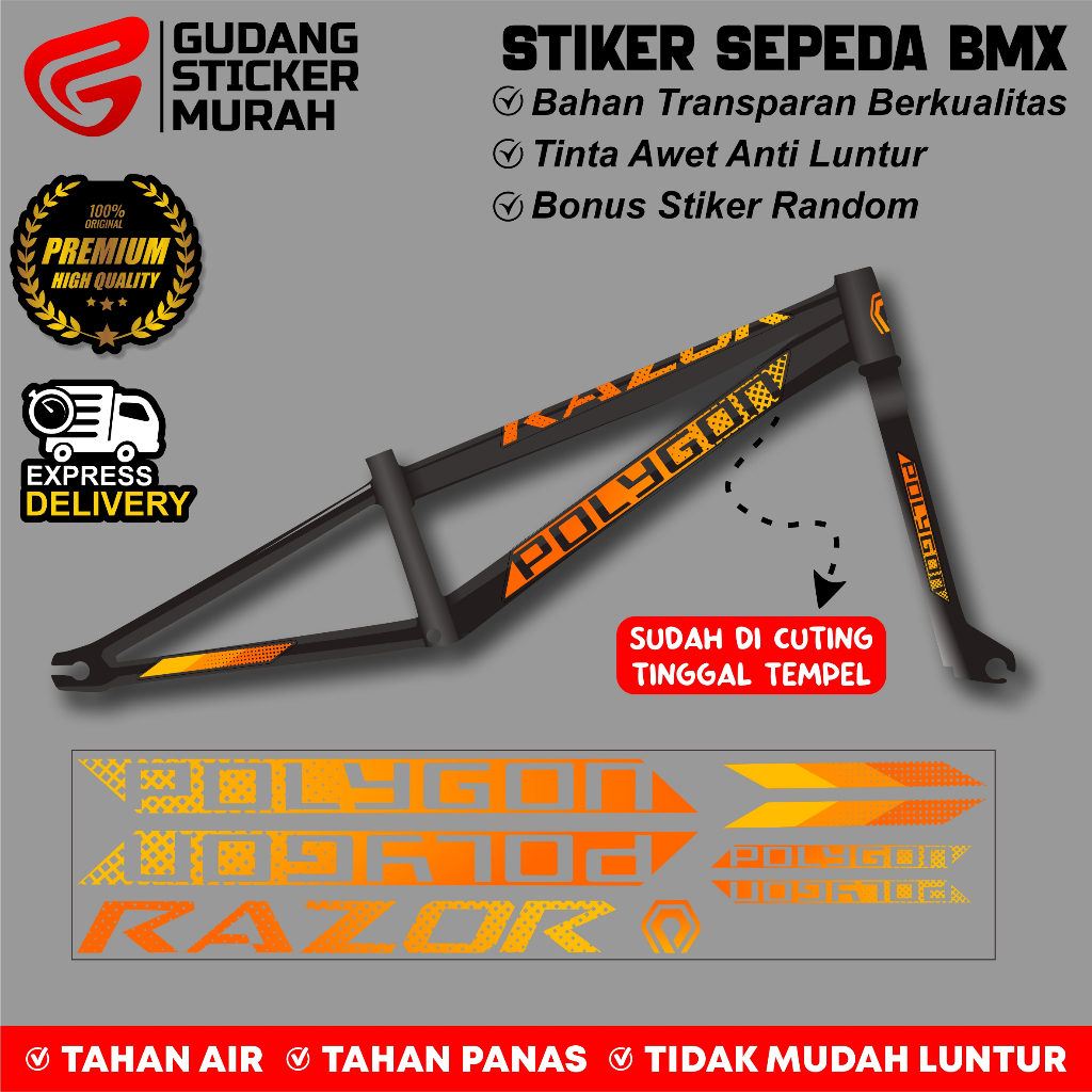 Stiker Striping Sepeda Universal ALL Polygon BMX Pacific Sudah Cutting 04