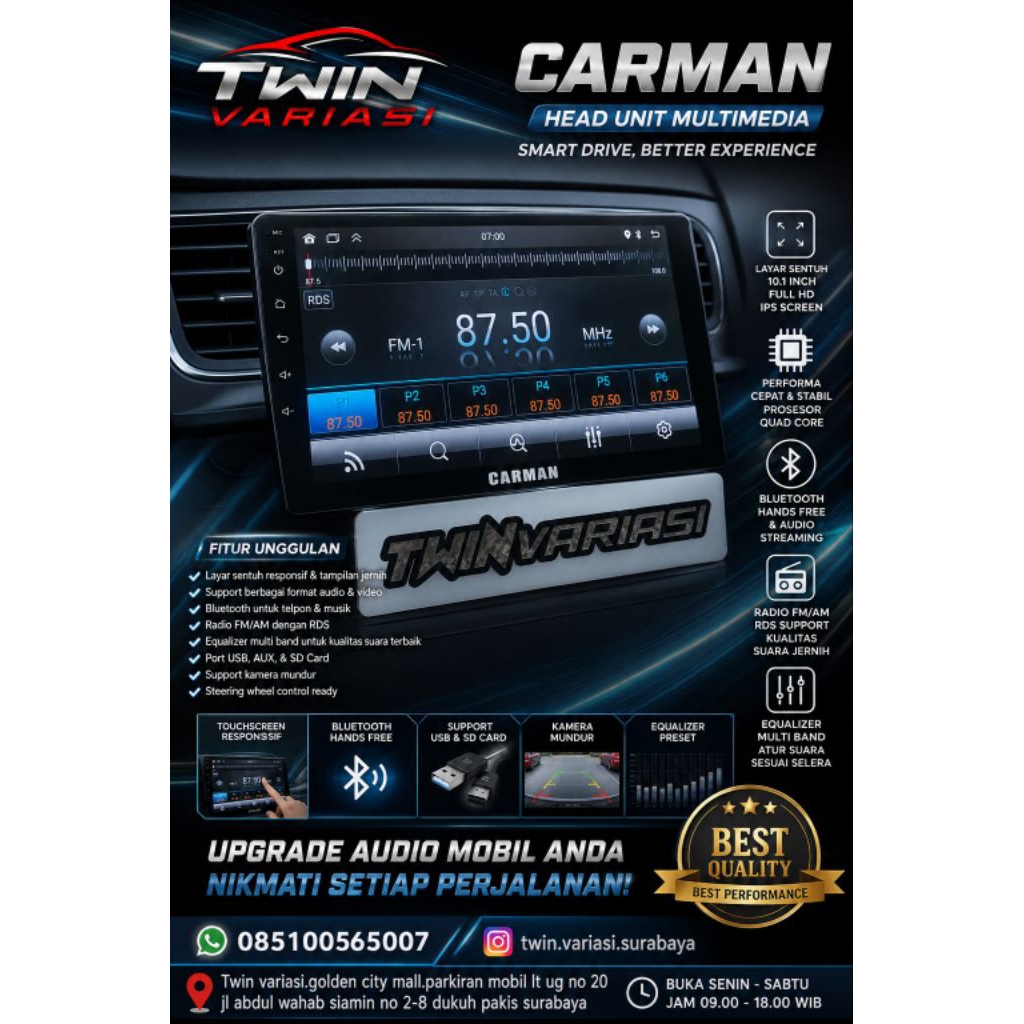 Head Unit Android Carman 9/10 Inci – Upgrade Multimedia Mobil Jadi Makin Smart