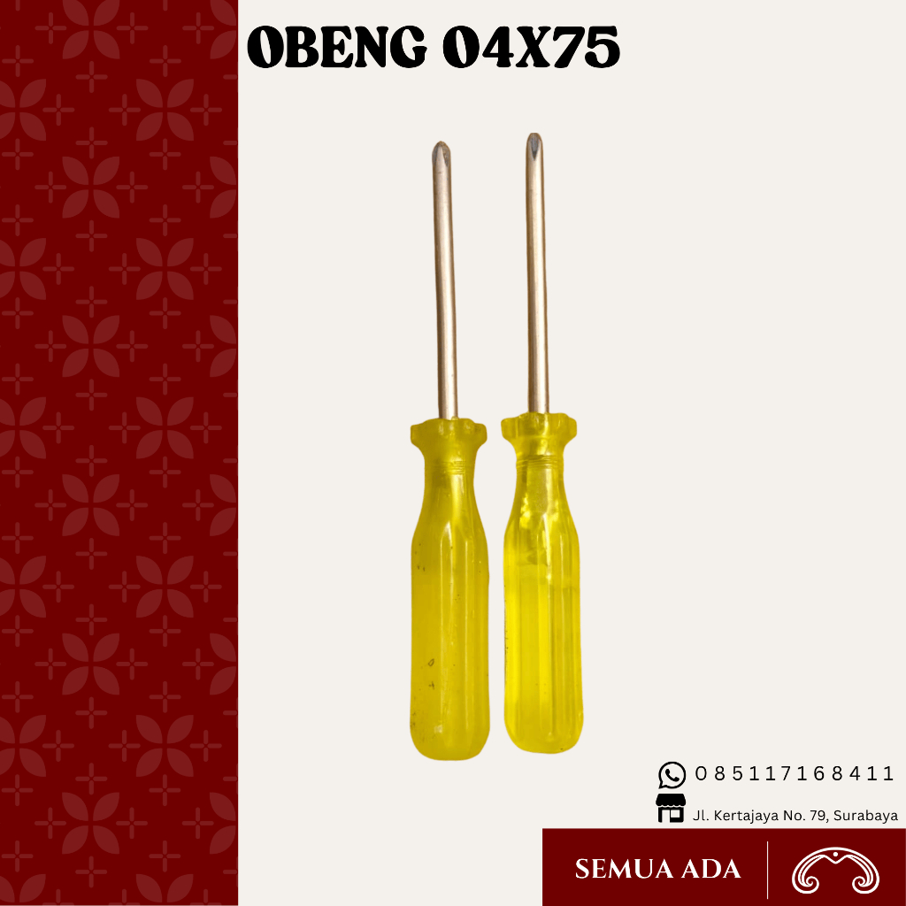 Obeng Kristal Kuning 04 x 75 - Obeng Kembang Obeng Plus 4 Inch