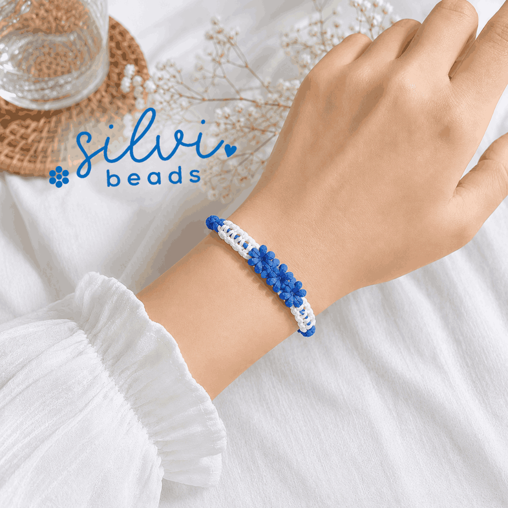 Gelang Prusik Bunga Daisy Handmade | Gelang Anyam Estetik Adjustable | Gelang Couple Unisex | Akseso