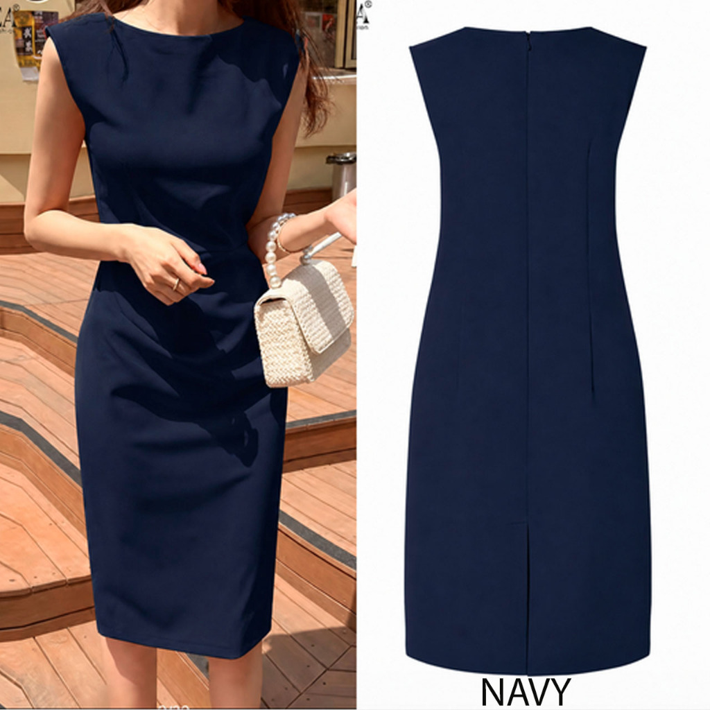 Sleeveless midi dress / Dress formal kerja wanita / baju kantor