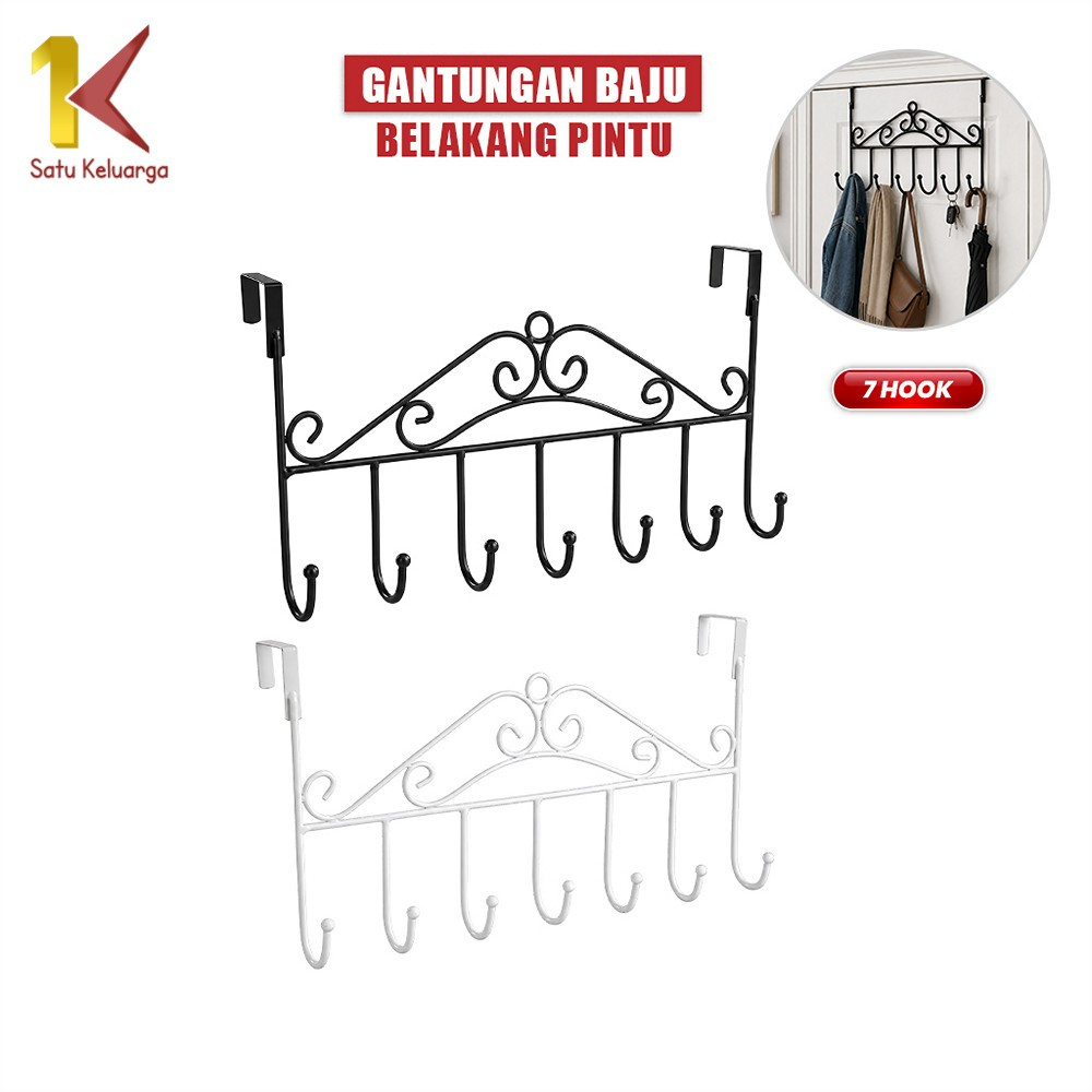Satu Keluarga Gantungan Baju Belakang Pintu Multifungsi Tanpa Paku 7 Hook C789 Rak Gantung Dengan Tu