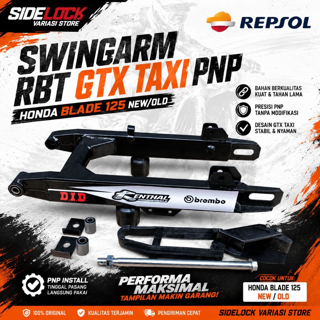 SWING ARM UNTUK MOTOR HONDA BLADE 125 NEW/OLD MODIFIKASI RBT GTX TAXI/STANDAR PANJANG 55CM TINGGAL P