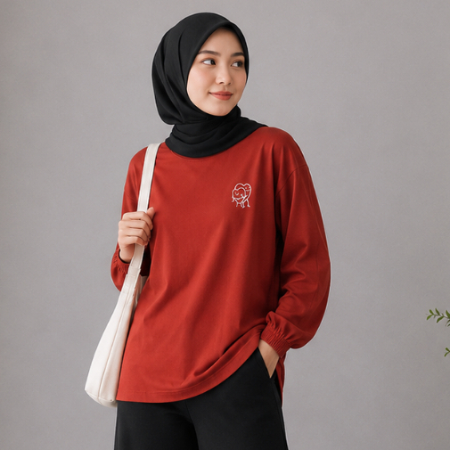 SEKIDO | Arty Kaos | Kaos Lengan Panjang Tebal dan Nyaman Warna Maroon