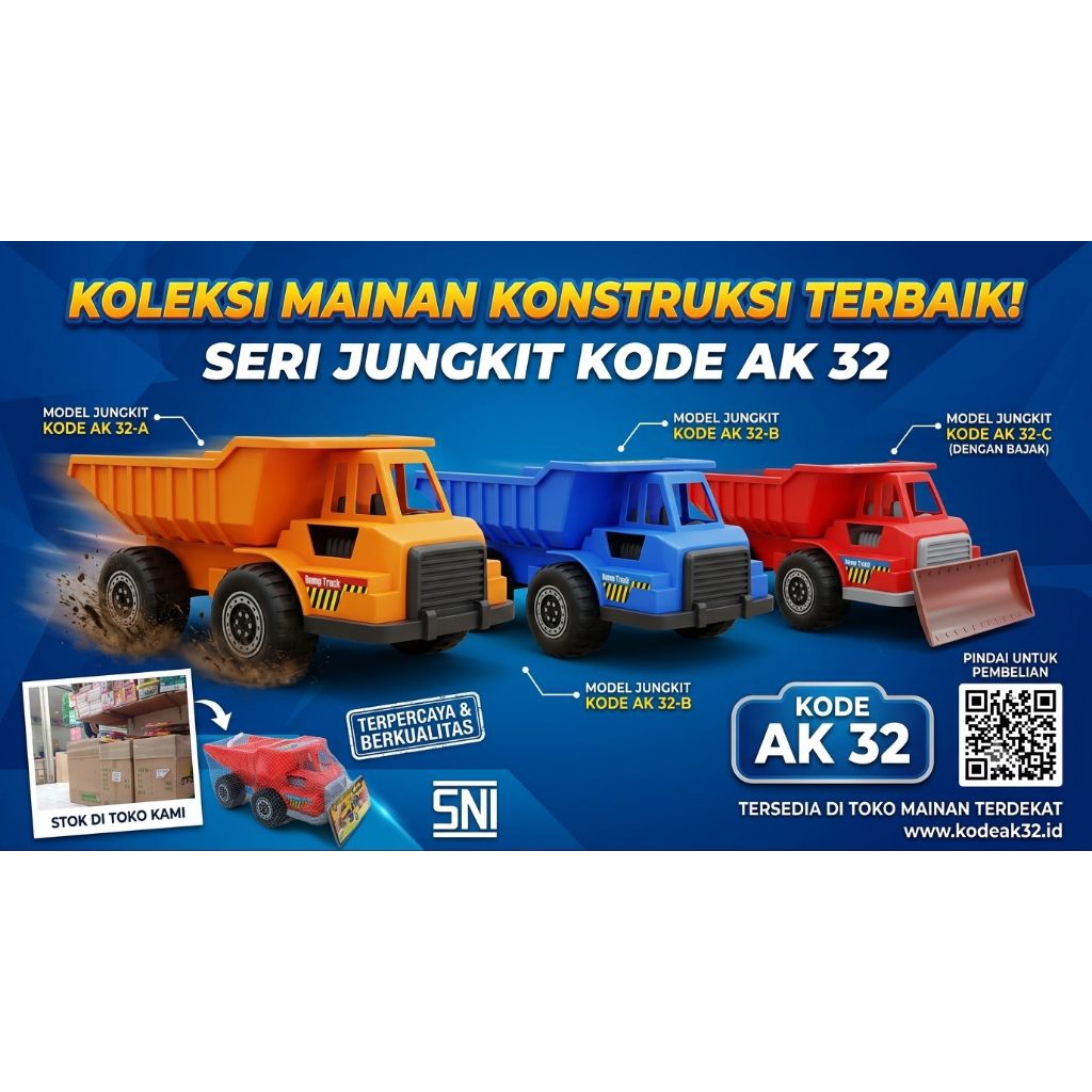 Mainan Anak Dump Truck CAR Kode AK 32 Bahan Tahan Lama & Lebih Kuat Besar Seru SNI