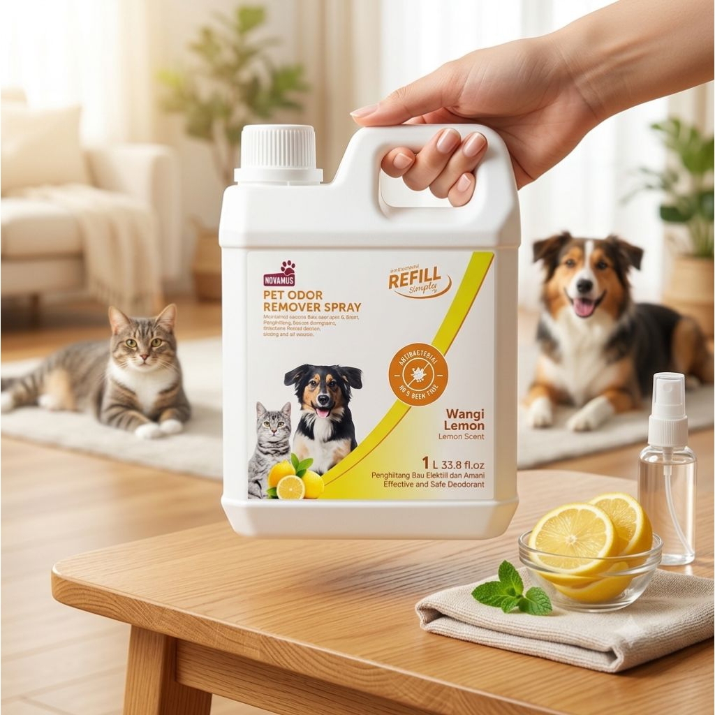 NOVAMOS PET ODOR REMOVER SPRAY | WANGI LEMON 1L