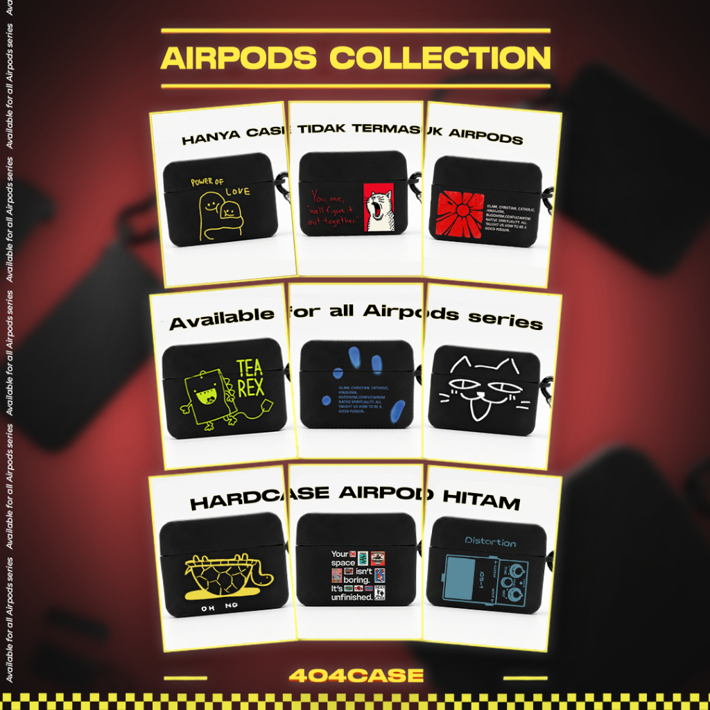 404CASE - Hard Case AirPods Hitam Motif Aesthetic