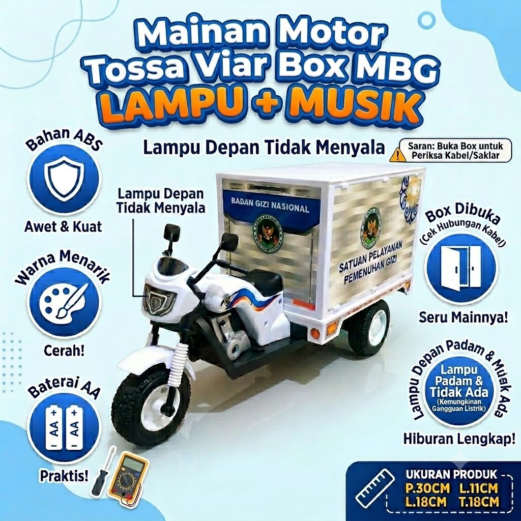 Mainan Motor Tossa Viar Box MBG Anak Lampu Musik - Kado Edukasi Anak