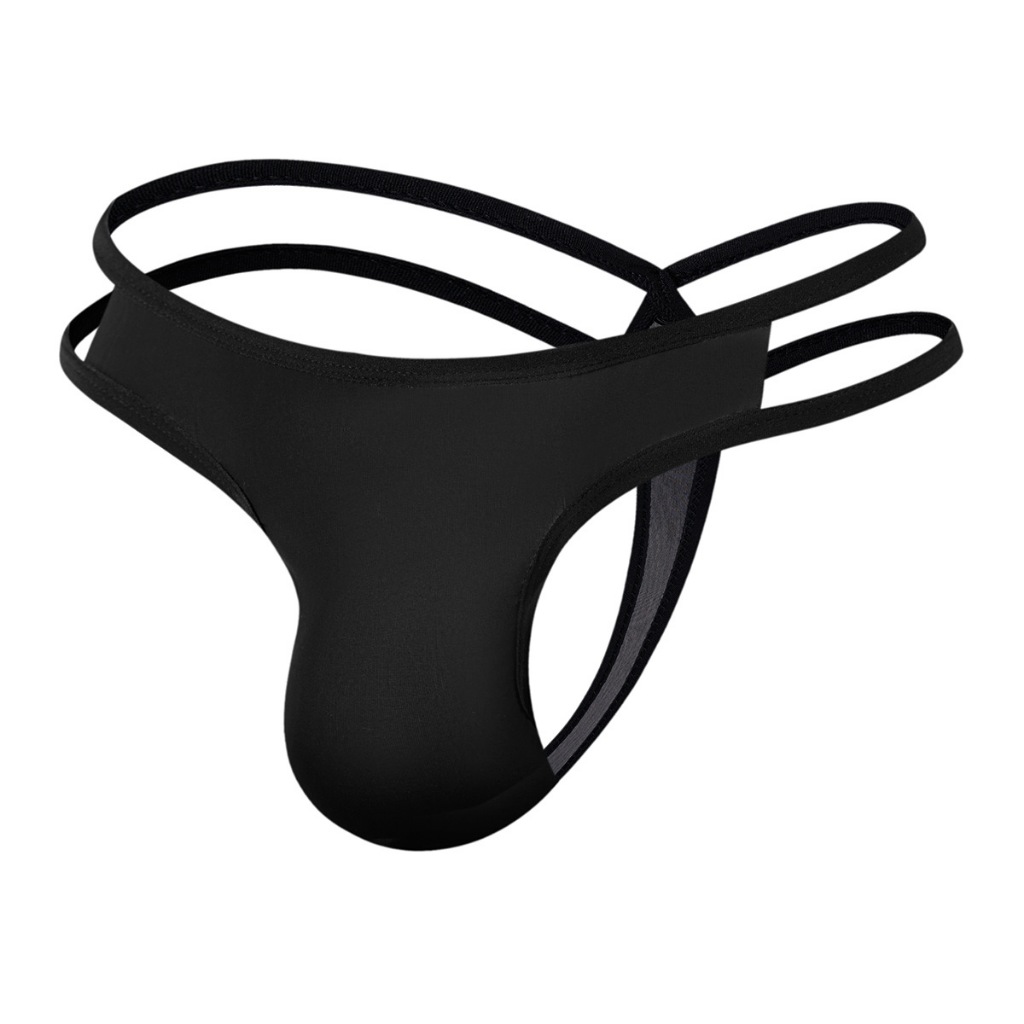 YUTATA Men Thong CD Celana Dalam Pria Thong Hitam B607K