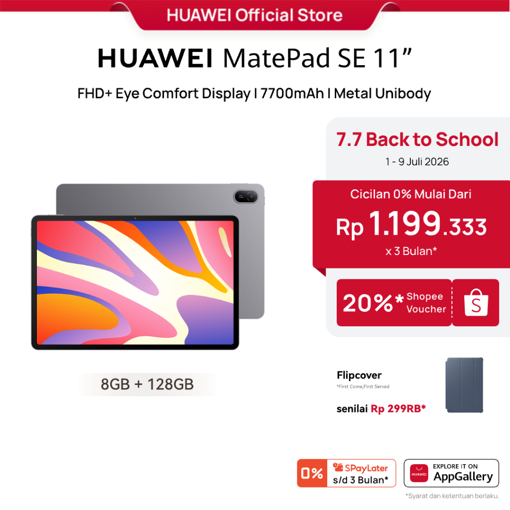 Huawei MatePad SE 11 2024 Tablet 8GB 128GB/256GB Layar 120Hz IPS LCD