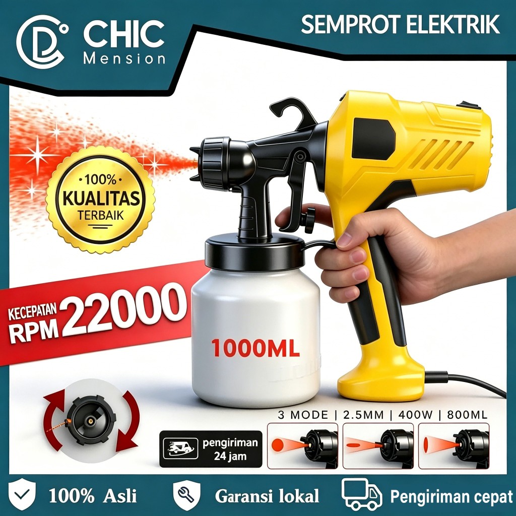 750Watt Spraygun Cat Semprot Listrik 1000ML Alat Semprot Cat Elektrik Tembok&Mobil listrik Paint sem