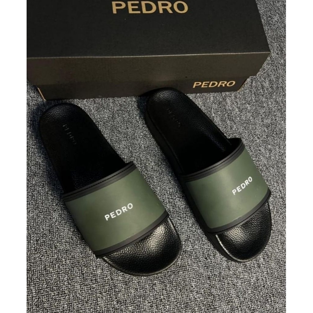 SANDAL SLIDE PRIA PEDRO HIJAU ARMY PREMIUM + BOX