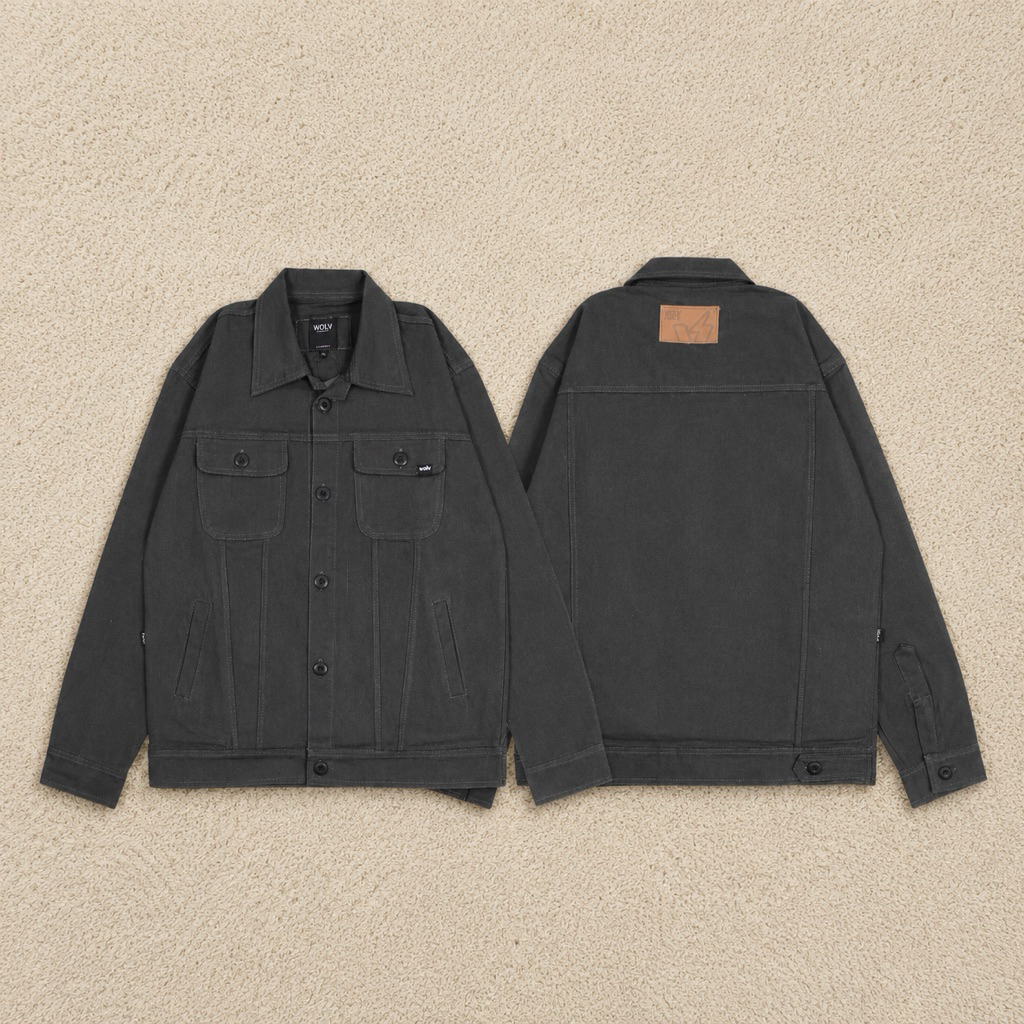 WOLV ORIGINAL Kemeja Trucker Canvas - Jacket Trucker Canvas Grey