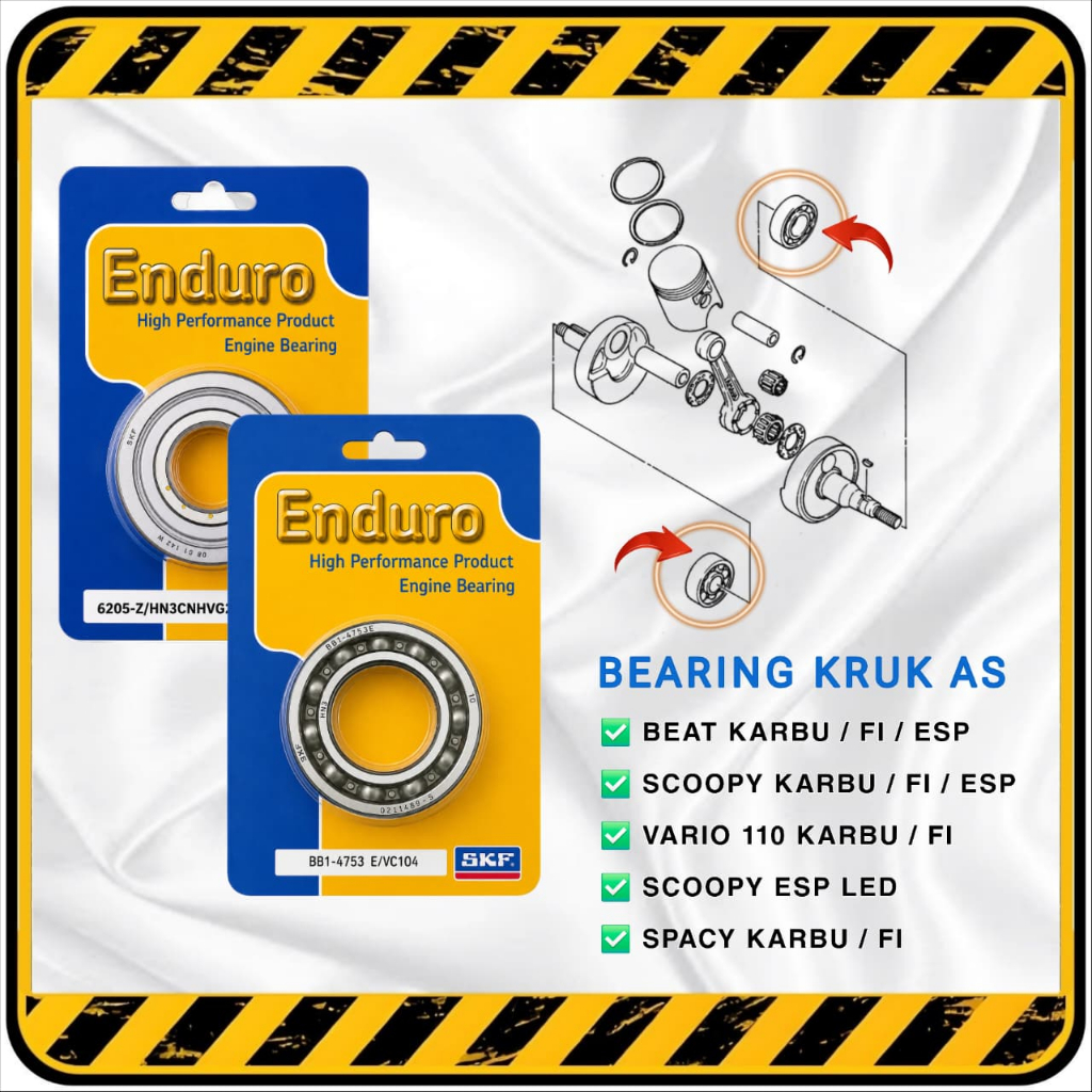 SKF ENDURO > Bearing Laker Laher Bandul Kruk As Kiri / Kanan Honda BEAT | SCOOPY | SPACY | VARIO 110