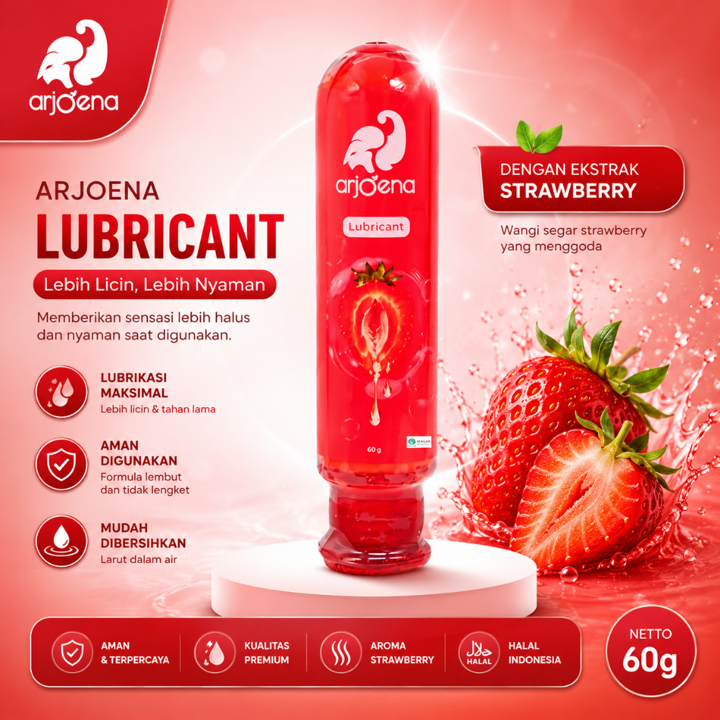 ARJOENA Strawberry Lube 60gr Pelumas Air Melembapkan Wanita Pria Aroma Strawberry