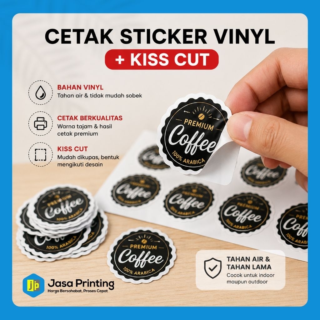 Cetak Sticker Vinyl A3 + Kiss Cut