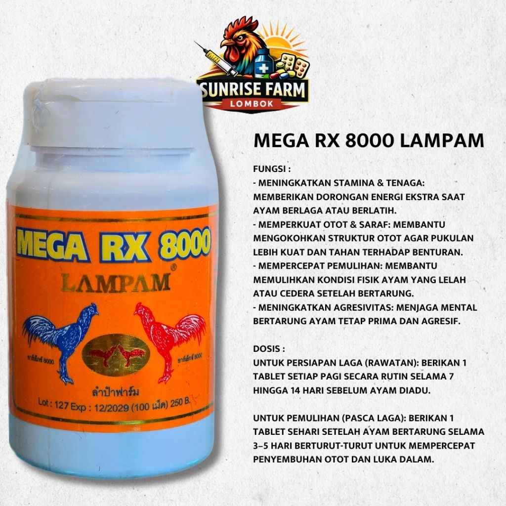MEGA RX 8000 LAMPAM ORIGINAL THAILAND / MEGA LAMPAM IMPORT / MEGA RX8000 LAMPAM / MEGA RX / MEGA 800