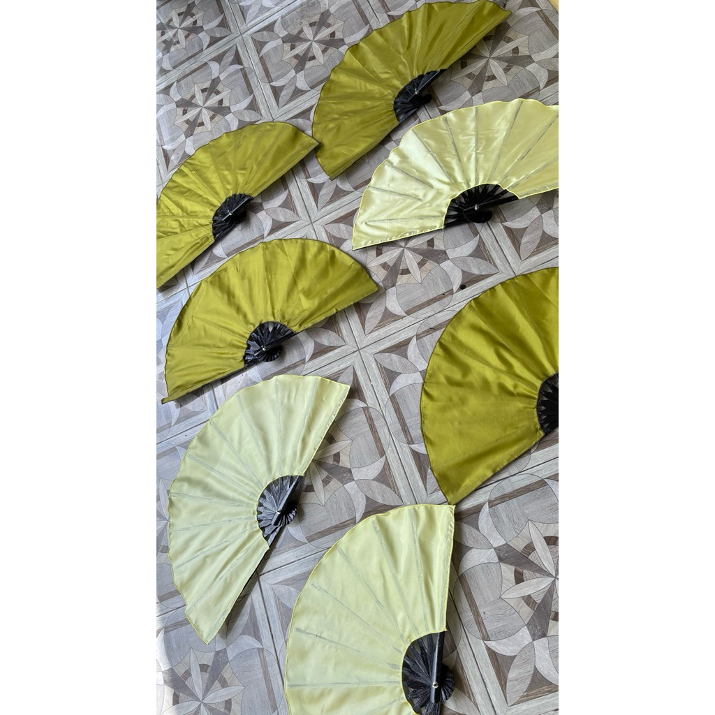 Kipas Gandrung sewu Jumbo - Hijau lemon kuning keemasan -Kualitas terbaik - terlaris