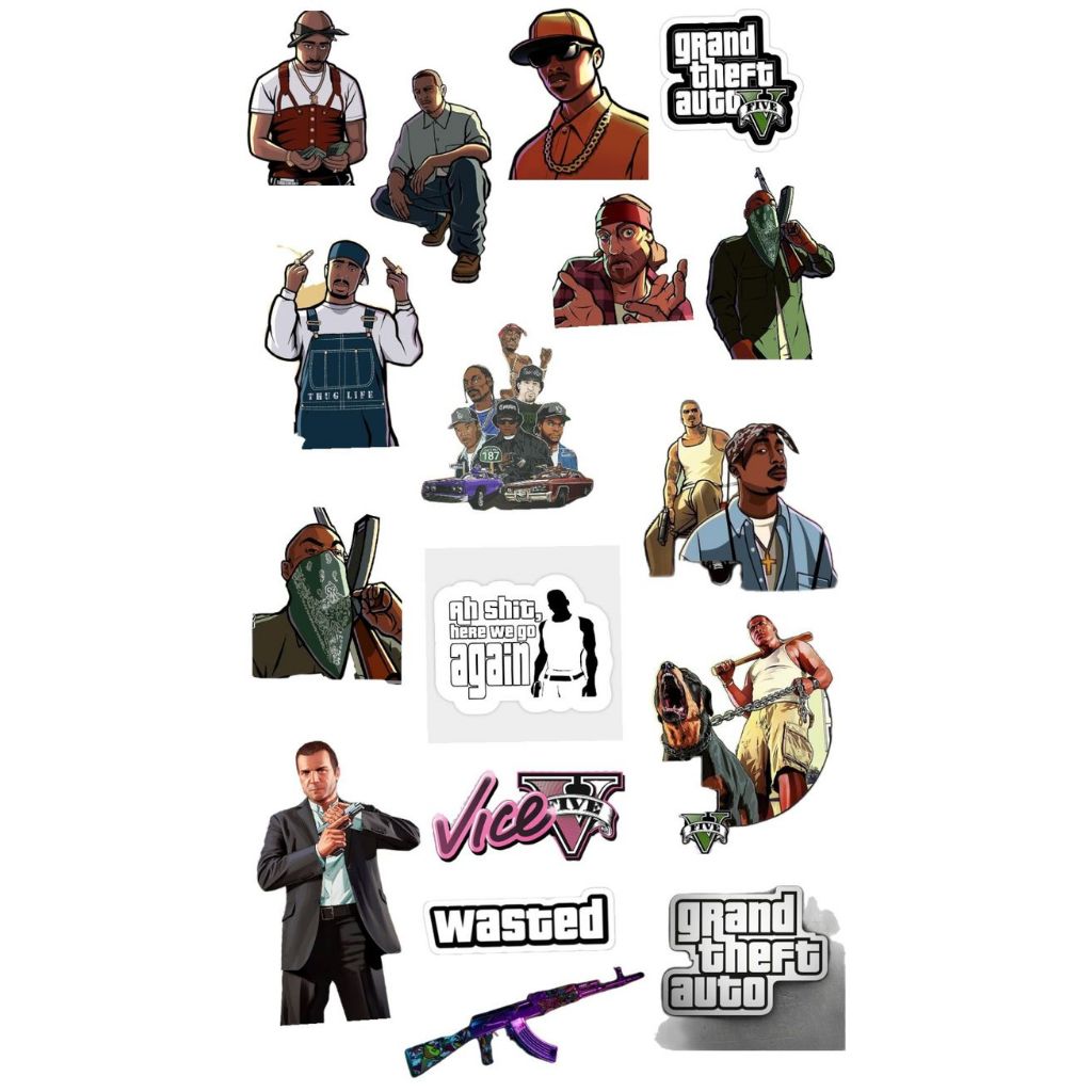 Stiker GTA San Andreas Aesthetic Waterproof Vinyl | Sticker Gaming, CJ, Money, Car, BMX, Logo GTA