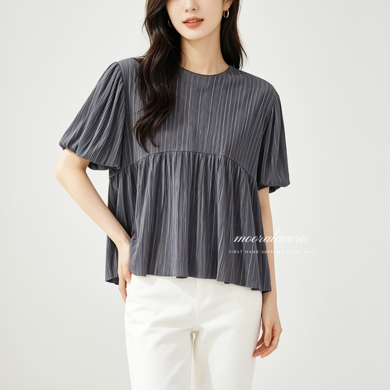 BEY CLASSY PLEATS BABYDOLL PEPLUM TOP KOREAN STYLE READY BANGKOK PREMIUM COLLECTION BKK