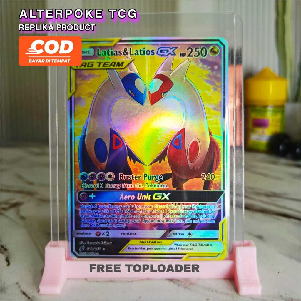 Latias & Latios GX HP 250 Tag Team Hologram Free Toploader Proxy Card