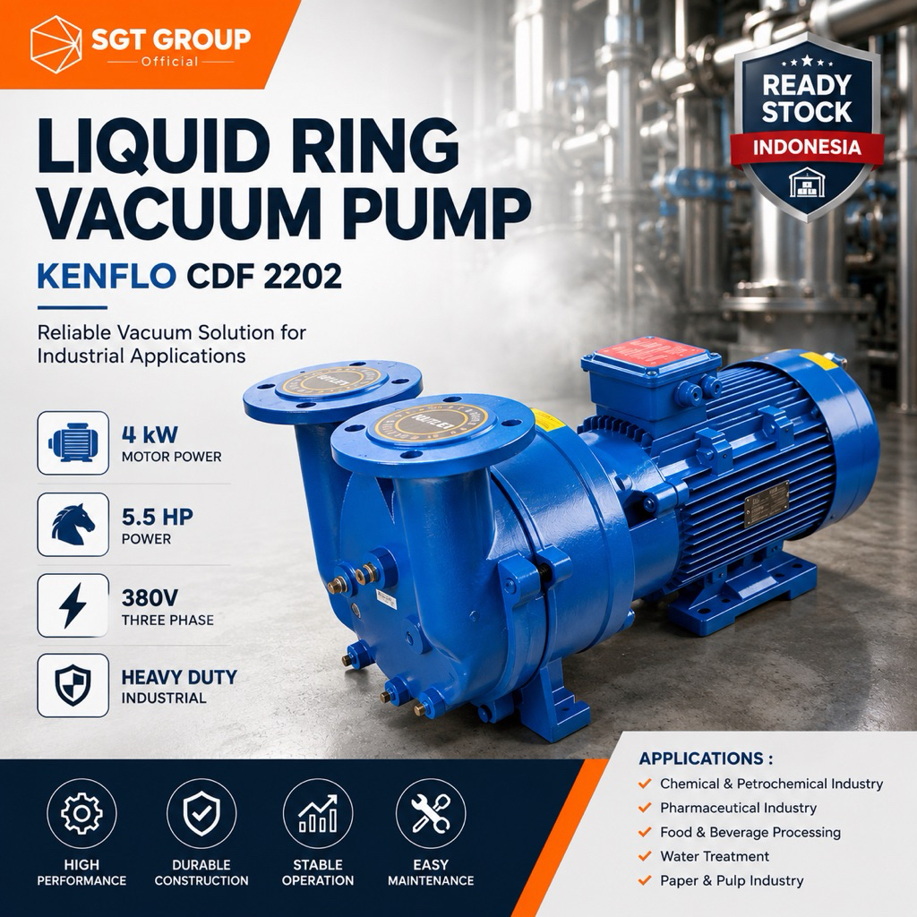 Pompa Liquid Ring Vacuum Pump Kenflo CDF 2202 4Kw 5,5HP 380V Liquid Vacum Pump