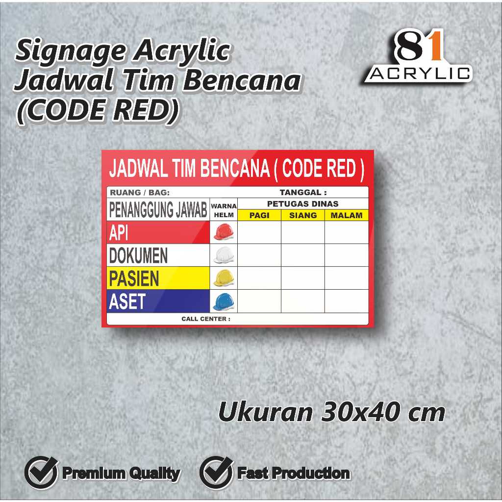 Jadwal Tim Bencana (CODE RED) Papan Siaga Bencana