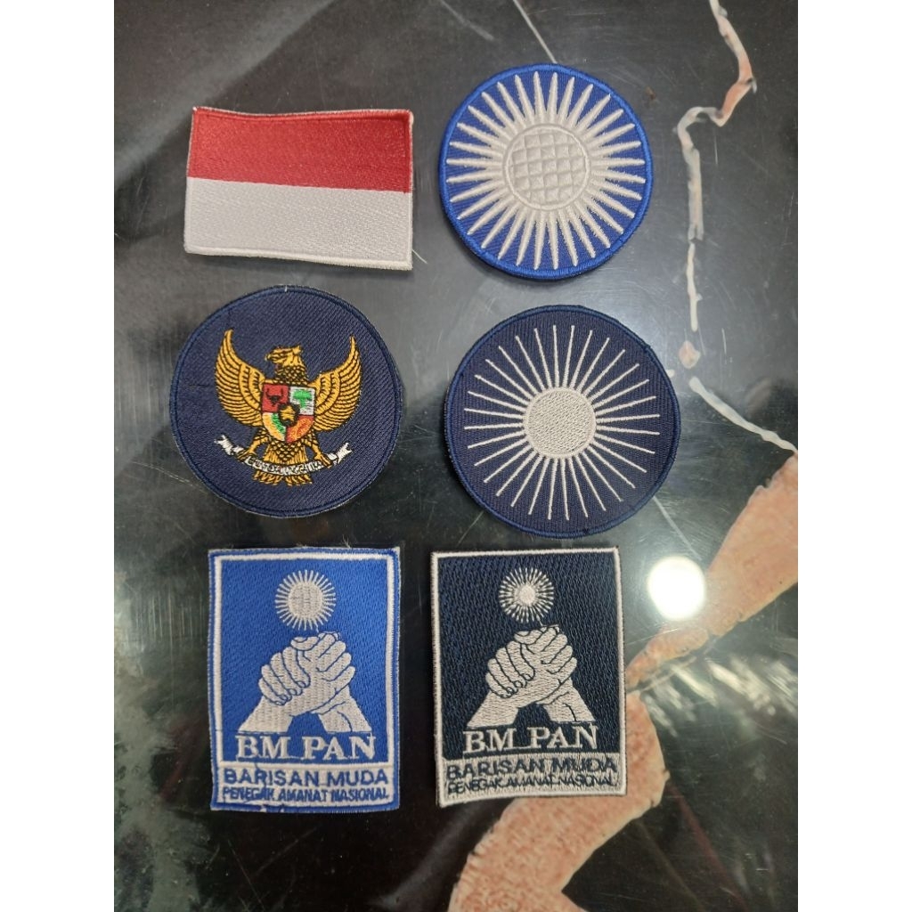 LOGO BORDIR BET PARTAI PAN MATAHARI GARUDA BULAT BM PAN MERAH PUTIH