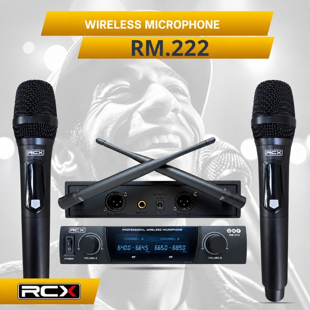 RCX RM-217 2 MIC MIKROFON PROFESIONAL WIRELESS NIRKABEL UHF 2 KUALITAS PREMIUM PLUS KOPER