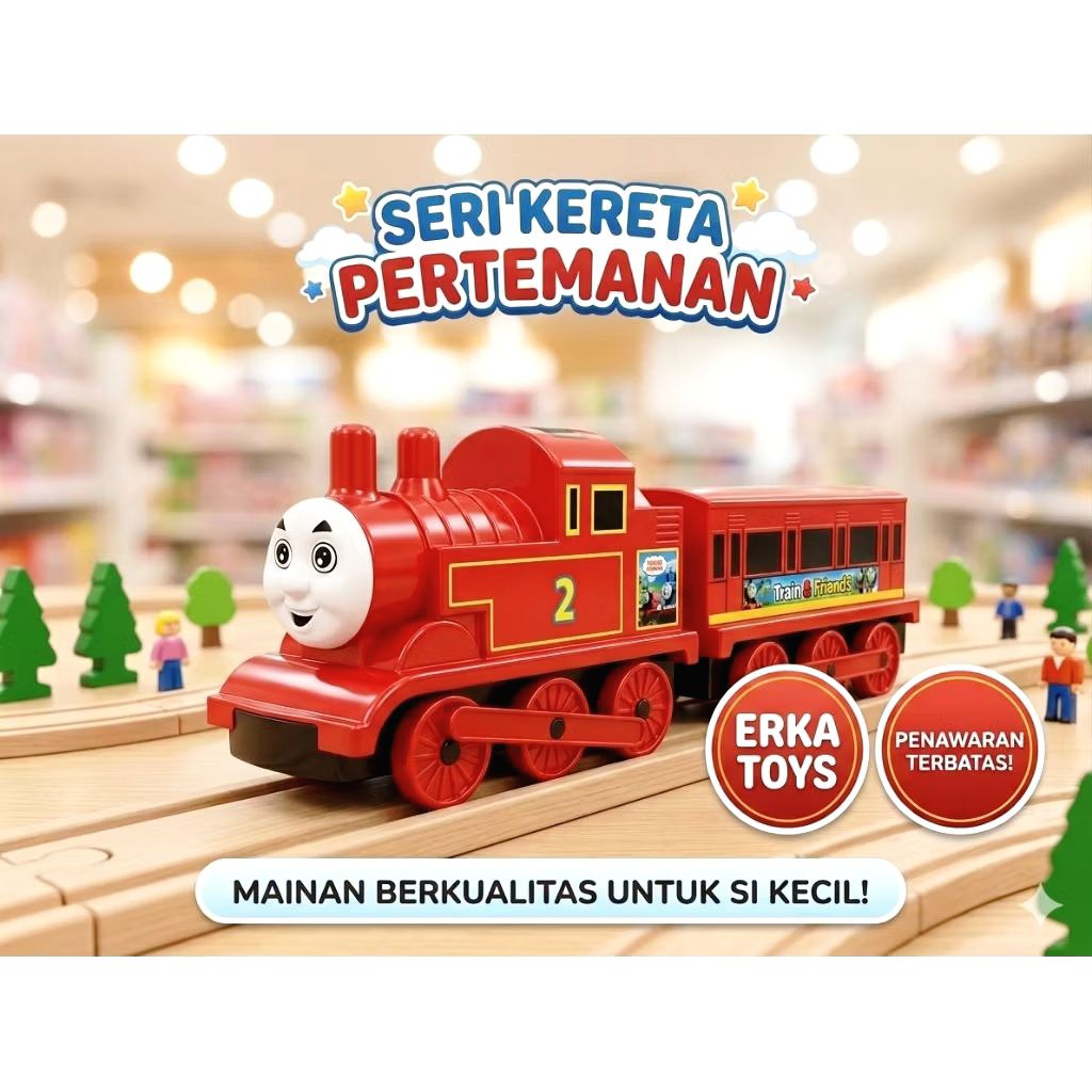 Mainan Anak kereta Thomas ada lampu dan musik - Mainan Edukasi Anak Kereta Api Mainan Anak Laki-laki