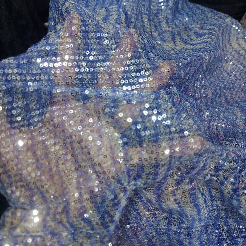 kain tile payet premium  - kain tile payet seribu  - kain tile payet sequin ( biru)