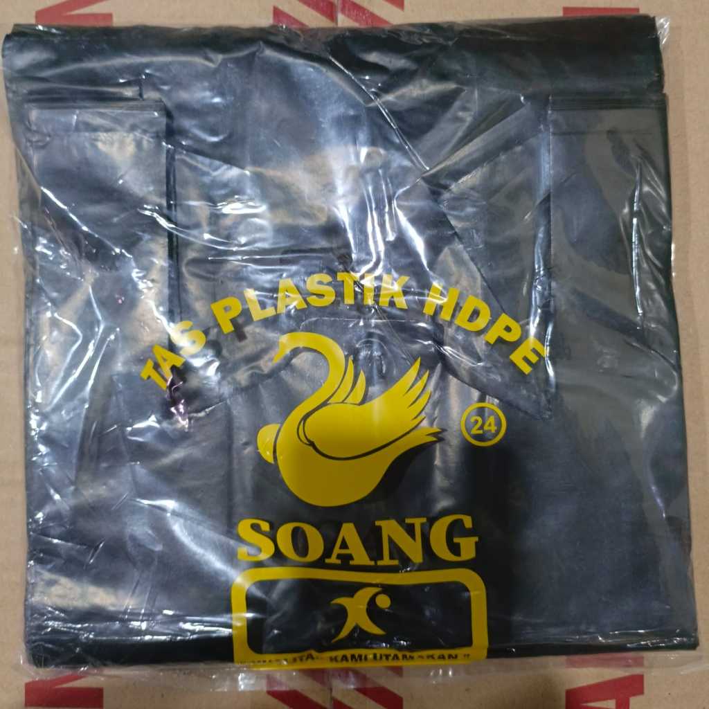 KANTONG PLASTIK KRESEK HD SOANG 350 GRAM TEBAL HITAM UKURAN 17 24 28 35 40 50