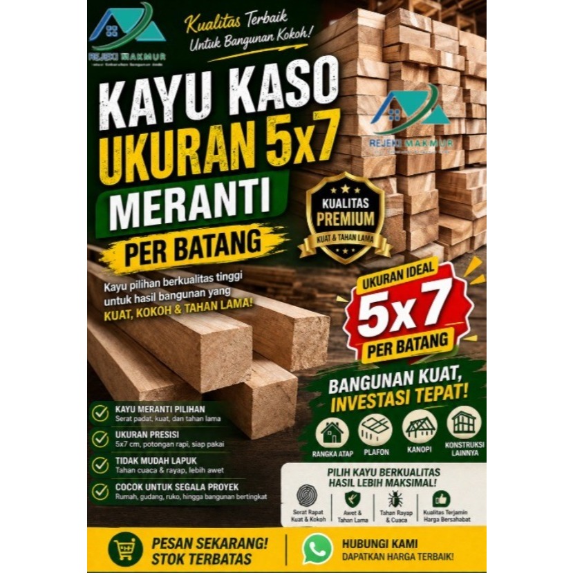 Kaso Meranti 5x7 / Kayu Kaso Meranti
