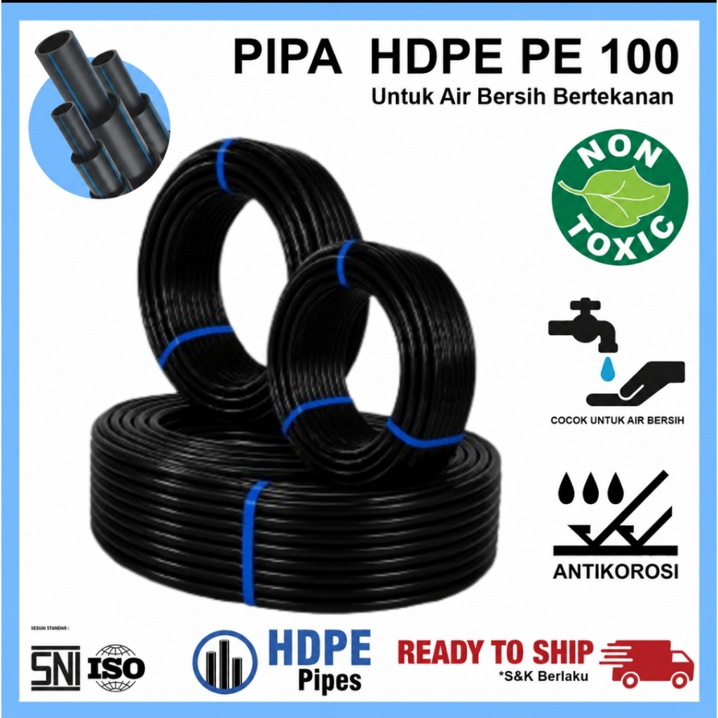 Pipa HDPE 1/2" inch PN 16 Selang HDPE Hitam
